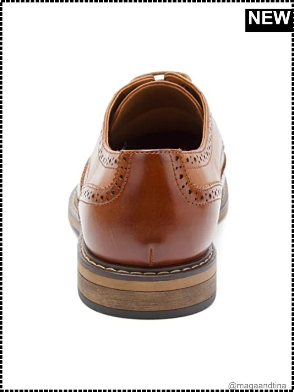 Men's Wingtip Lace-Up Leather Oxford Dress Shoes Classic Formal